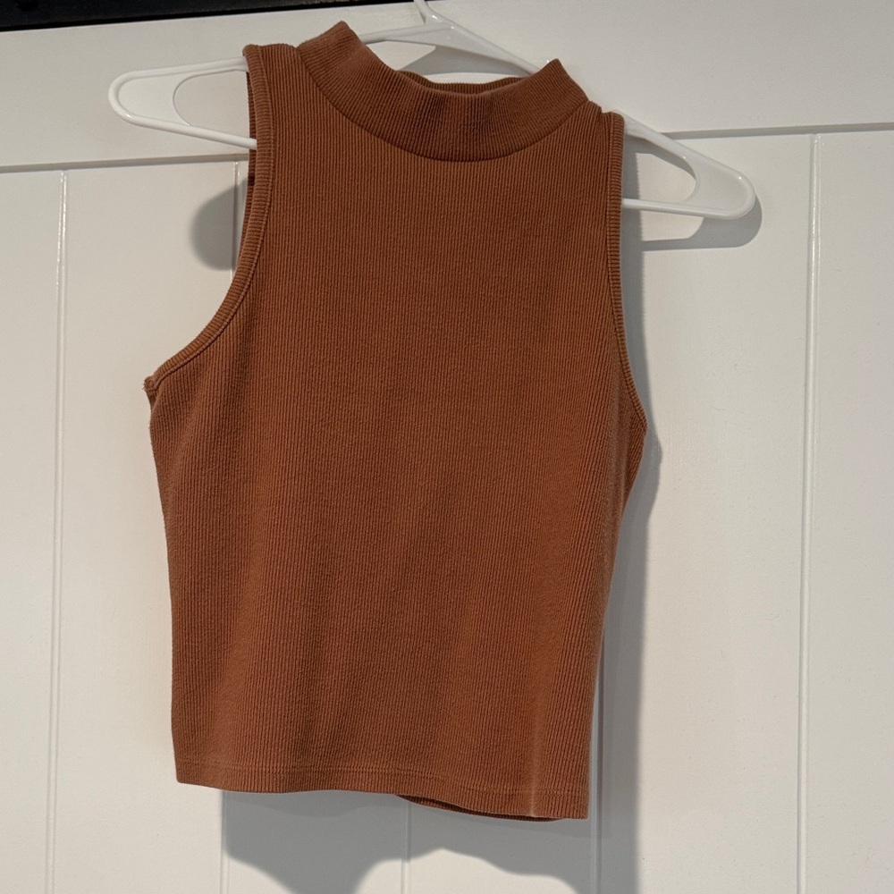 a new day Tan Ribbed mock neck Tank Top